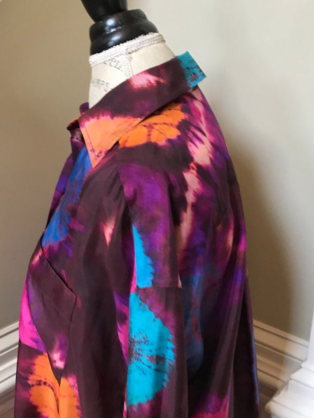 Zimmermann Acadian Tie Dye Shirt Blouse Womens 0 XS Pink Blue Silk Long Sleeve - Picture 12 of 14